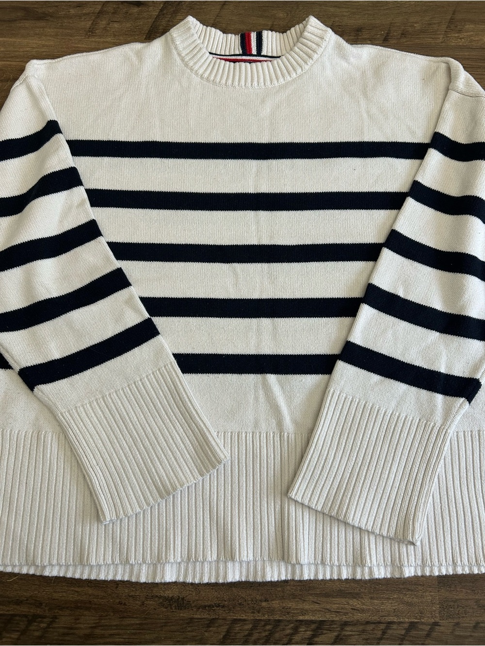 Tommy Hilfiger Striped Knit Sweater Crewneck 100% Cotton Medium